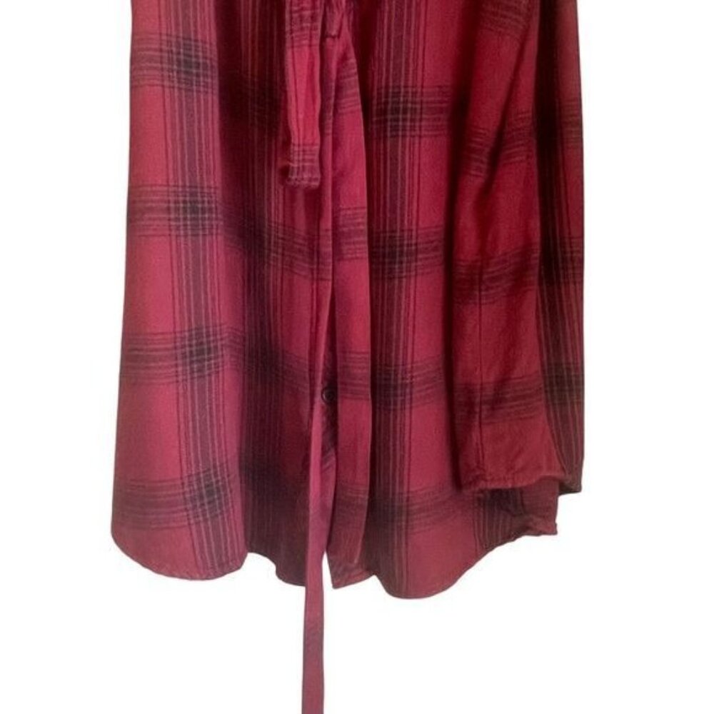 Forever 21 Plaid Shirt Dress Knee Length Tie Waist Long Sleeve Red Size S‎ - Picture 5 of 8
